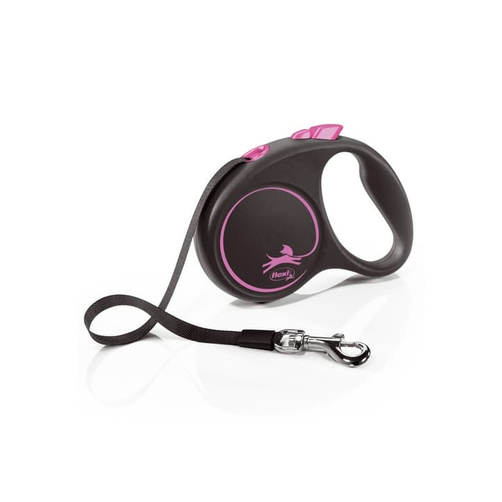 Flexi Vodítko Black Design S pásek 5m černo-růžové