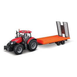Bburago - FARMLAND, Case IH Optum CVX 300 s nízkopodlažním přívěsem, 10 cm
