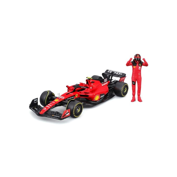 Bburago - FORMULA RACING, F1 Ferrari SF-23 (2023) s figurkou jezdce,  55 Carlos Sainz, 1:24