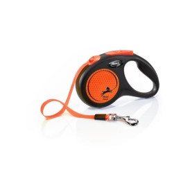 Flexi Vodítko Neon S pásek 5m černo-oranžové