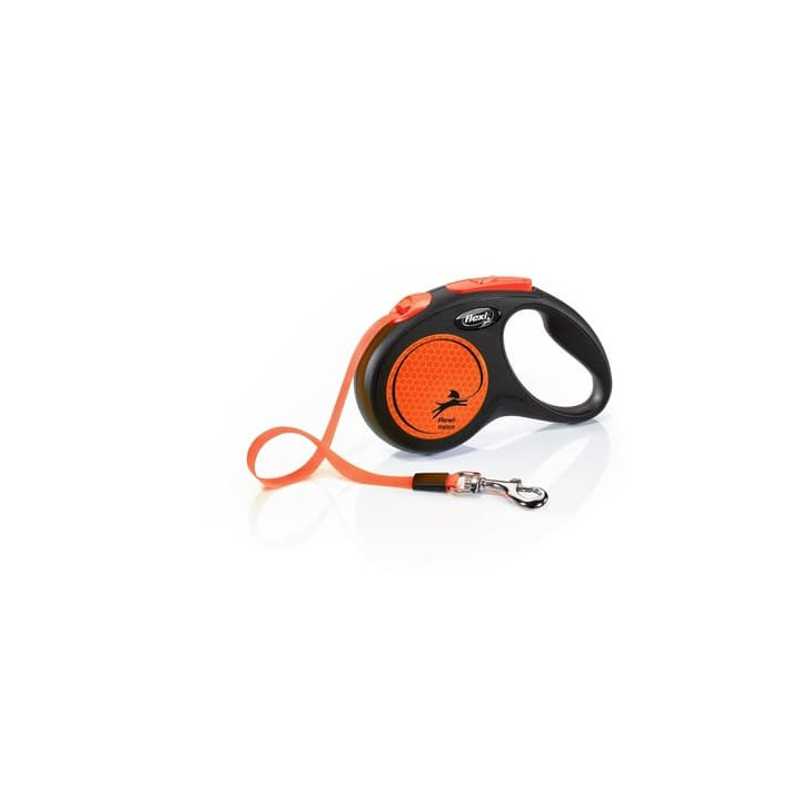 Flexi Vodítko Neon S pásek 5m černo-oranžové