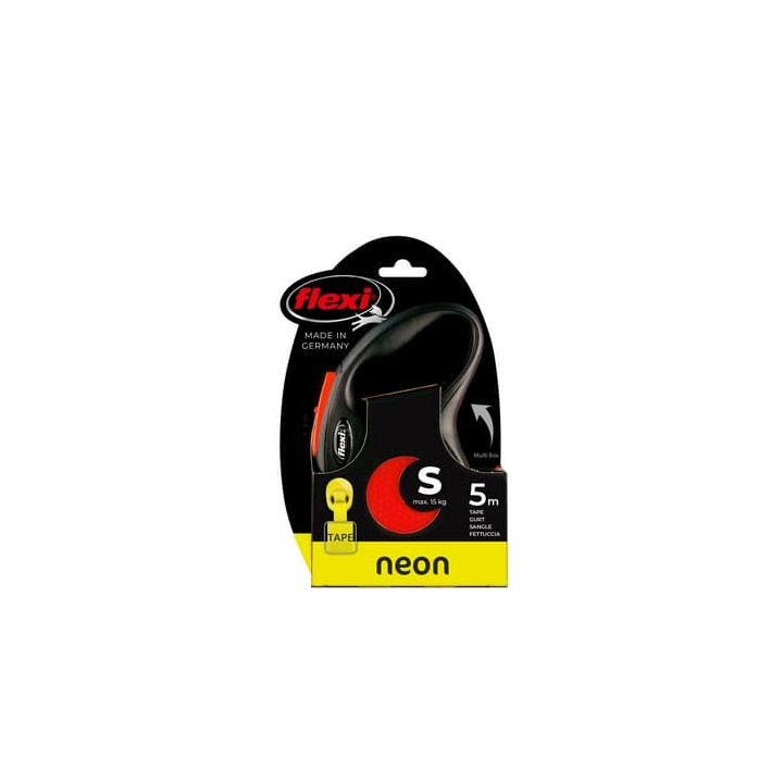 Flexi Vodítko Neon S pásek 5m černo-oranžové