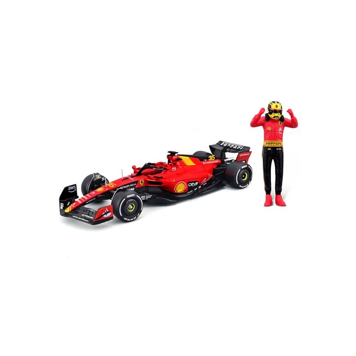 Bburago - FORMULA RACING, F1 Ferrari SF-23 (2023) s figurkou jezdce,  16 Charles Leclerc, 1:24