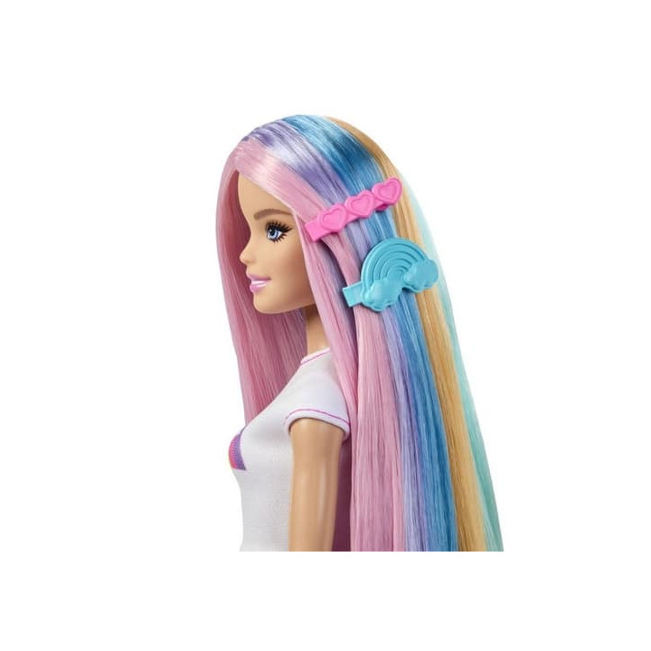 Barbie panenka duhové vlasy s třpytivým stylingem