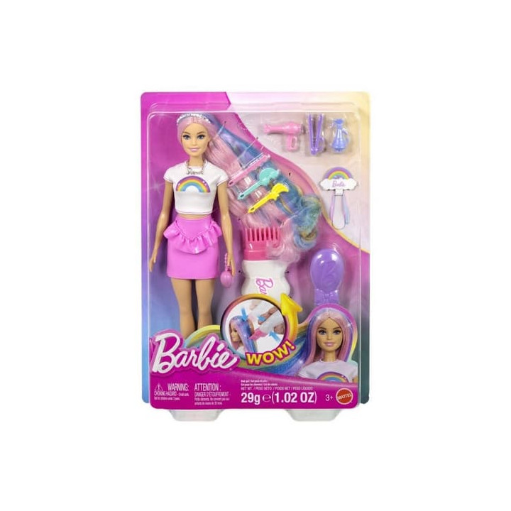 Barbie panenka duhové vlasy s třpytivým stylingem