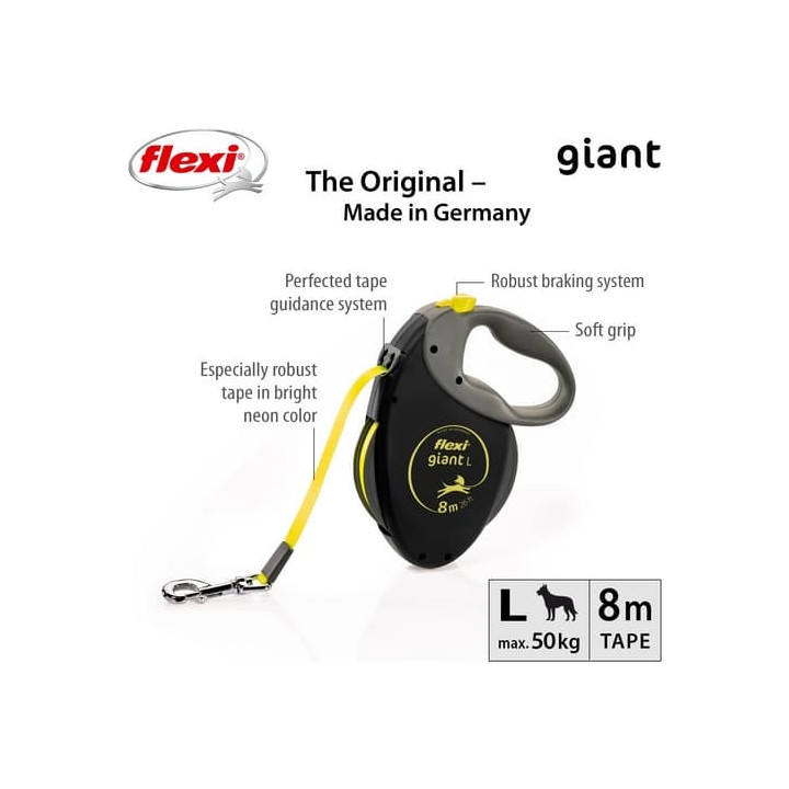 Flexi Vodítko Giant L pásek 8m černo-žluté