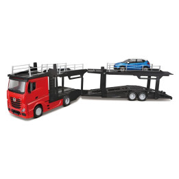 Bburago - STREET FIRE, Kamion s návěsem Multicar Carrier M-B Actros + Reanult Captur, 1:43