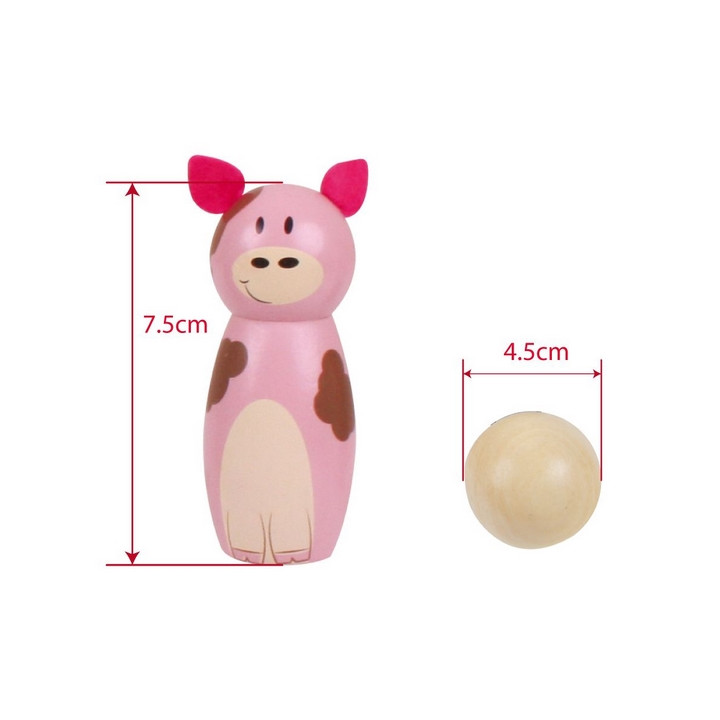 Bigjigs Toys Dřevěné kuželky farma