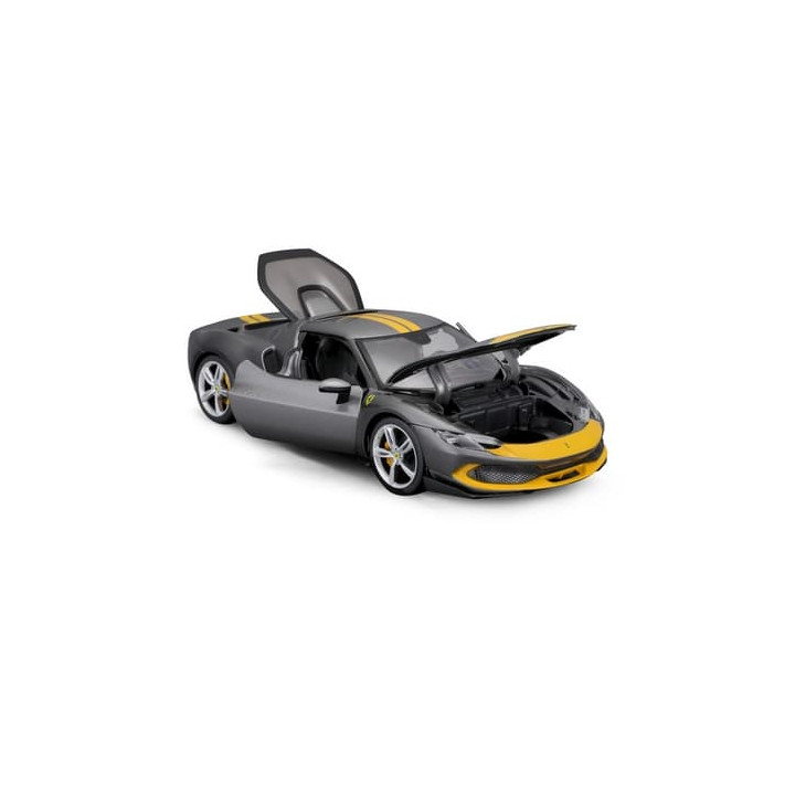 Bburago - RACE+PLAY, Ferrari 296 GTB ASSETTO FIORANO, šedá metalíza, 1:18