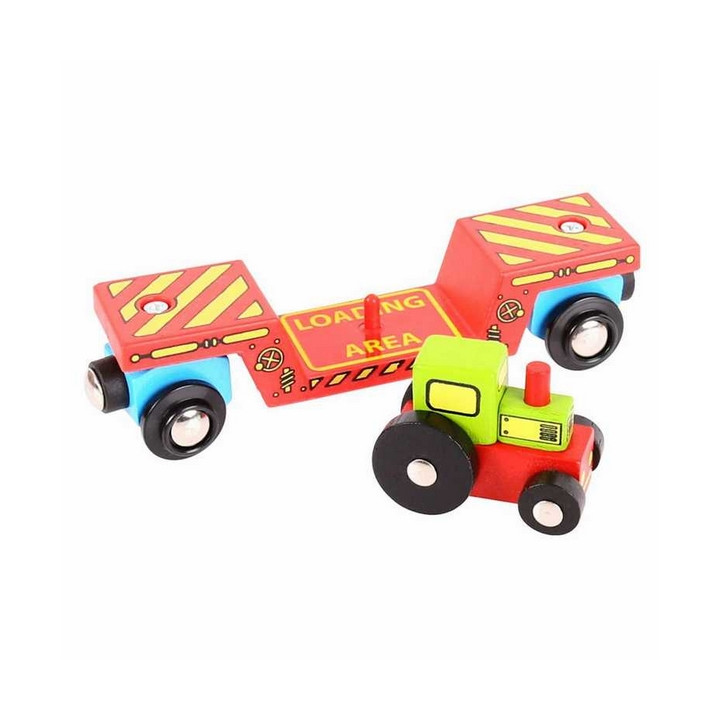 Bigjigs Rail Vagon s traktorem + 2 koleje