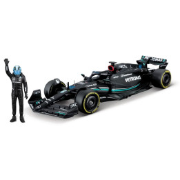 Bburago - RACE Formule F1 s figurkou jezdce, Mercedes-AMG W14 E Performance (2023)  63 Russell, 1:24