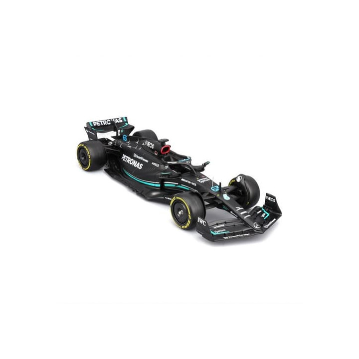 Bburago - RACE Formule F1 s figurkou jezdce, Mercedes-AMG W14 E Performance (2023)  63 Russell, 1:24