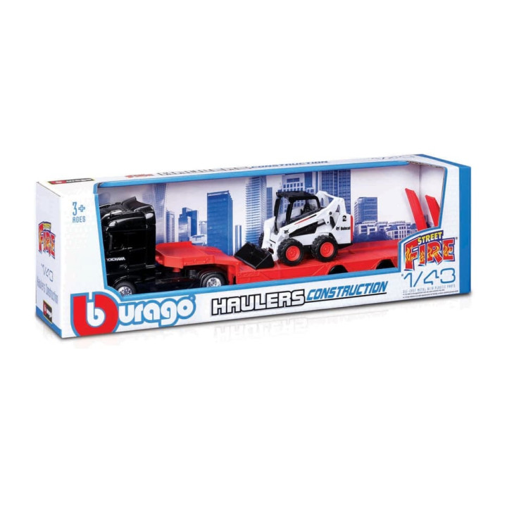 Bburago - Haulers construction, Kamion M-B Actros Gigaspace s Bobcat nakladačem, 1:43