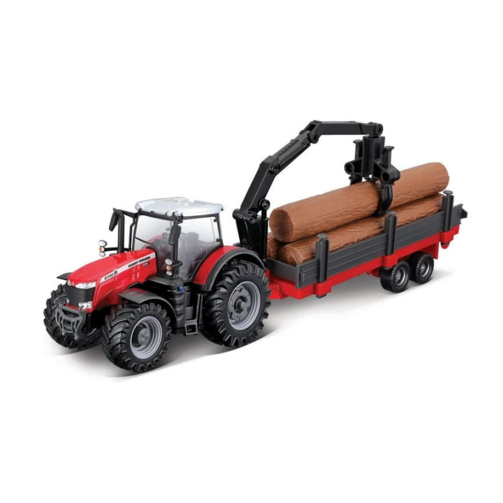 Bburago - FARMLAND, Set Massey Ferguson 8740S se třemi přívěsy, 10 cm