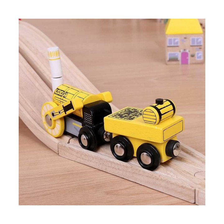 Bigjigs Rail Replika historické lokomotivy Rocket + 2 koleje