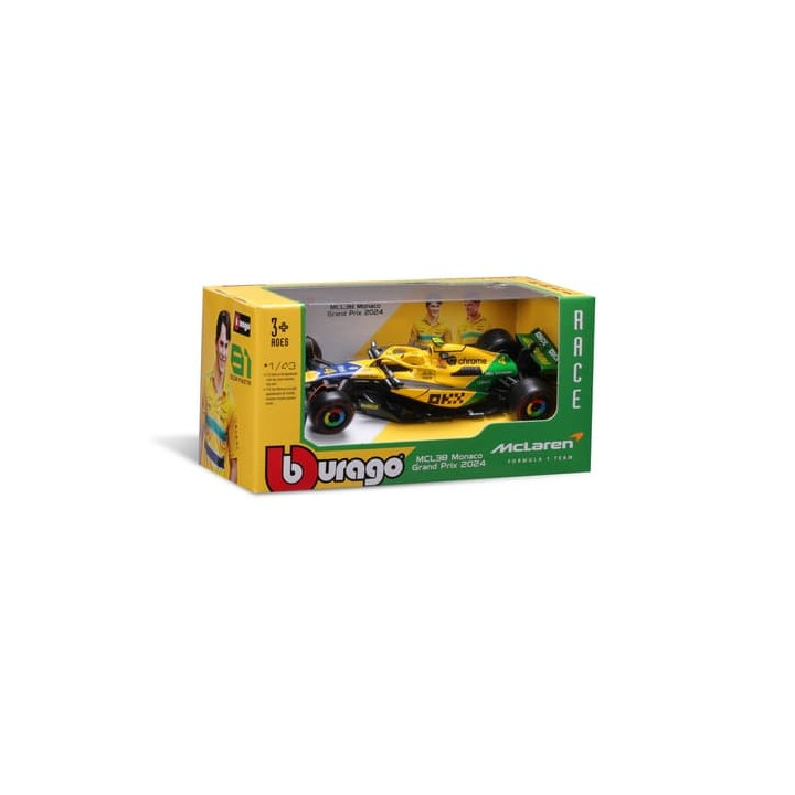 Bburago - RACE Formule F1, Team McLaren MCL38 (2024) Senna Edition,  4 Lando Norris, 1:43