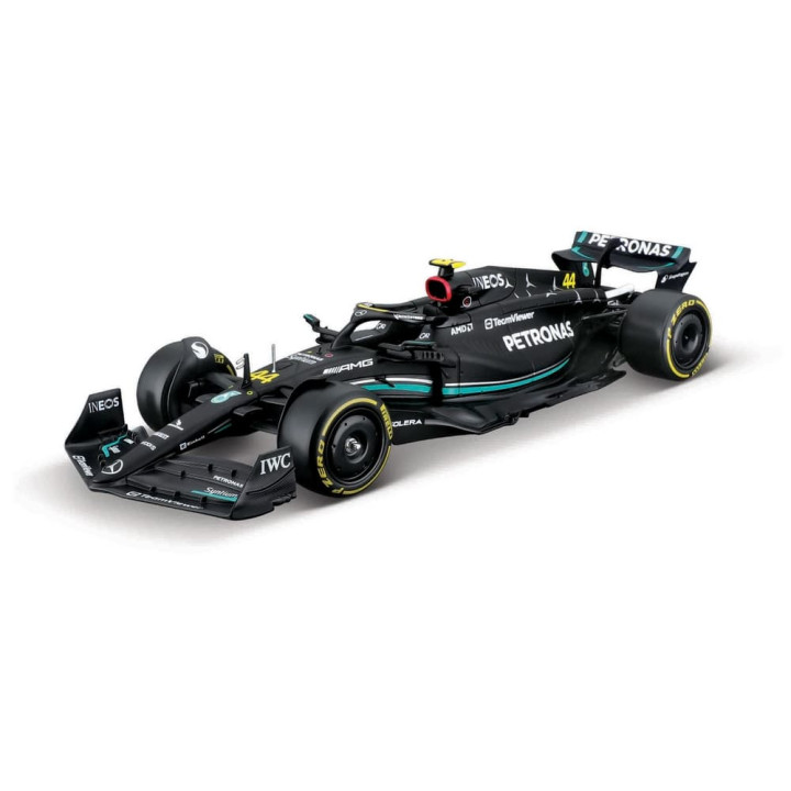 Bburago - RACE Formule F1 s figurkou jezdce, Mercedes-AMG W14 E Performance (2023)  44 Hamilton,1:24