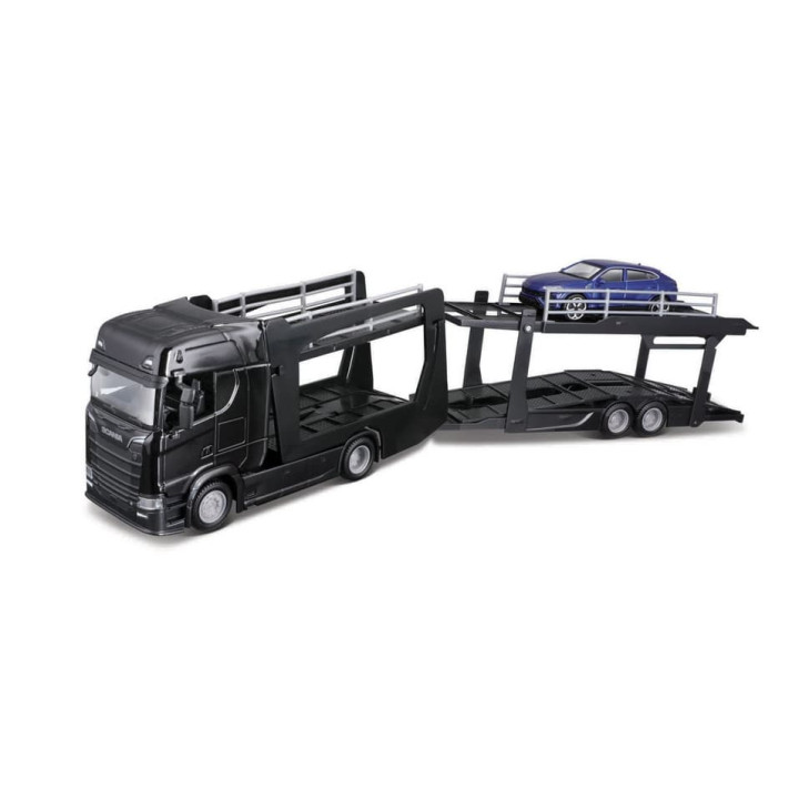 Bburago - STREET FIRE, Kamion s návěsem Multicar Carrier Scania 770S + Lamborghini Urus, 1:43