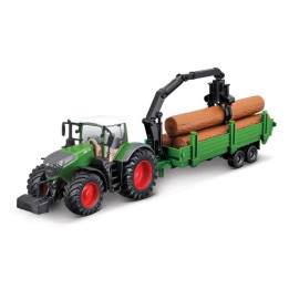 Bburago - FARMLAND, Fendt 1050 Vario s nakladačem a přívěsem na dřevo, 10 cm