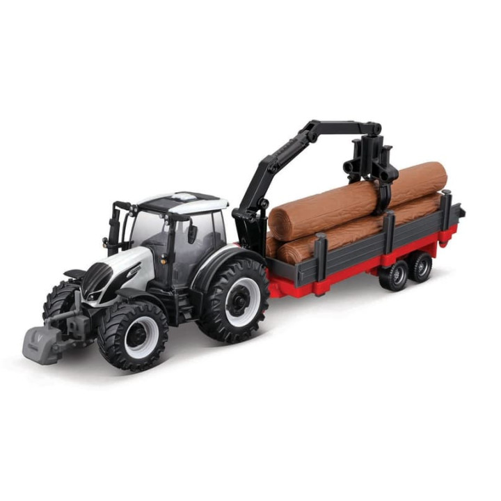 Bburago - FARMLAND, Set Valtra N174 se třemi přívěsy, 10 cm