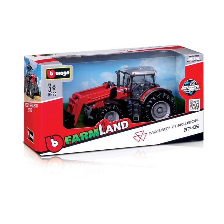 Bburago - FARMLAND, Traktor Massey Ferguson 8740S s předním nakladačem, 10cm