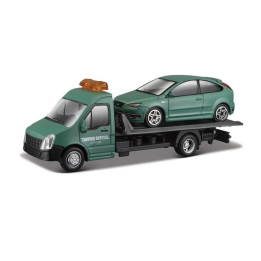 Bburago - STREET FIRE, Přepravní vozidlo Flatbed Transport + Ford Focus ST, 1:43