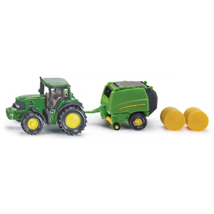 SIKU Blister 1665 - John Deere traktor s balíkovačkou