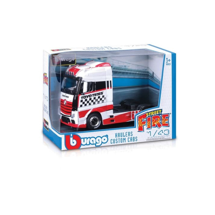 Bburago - Haulers custom cabs, M-B Actros Gigaspace, červeno-bílá, 1:43
