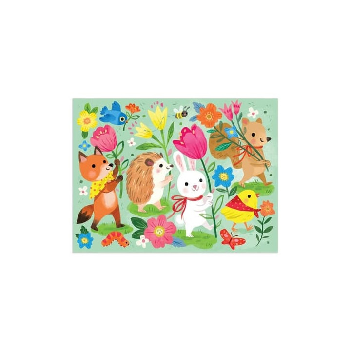 Mudpuppy Puzzle Jarní průvod v látkovém pytlíku 36 dílků