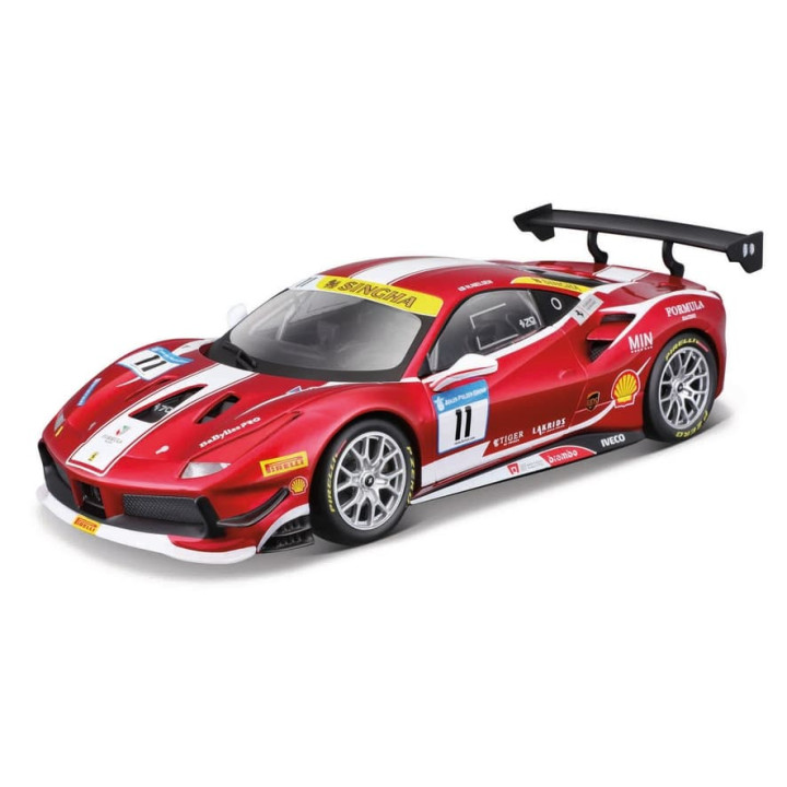 Bburago - RACING, MODEL KIT, Ferrari 488 Challange - Formula Racing 2017, tmavě červená, 1:24