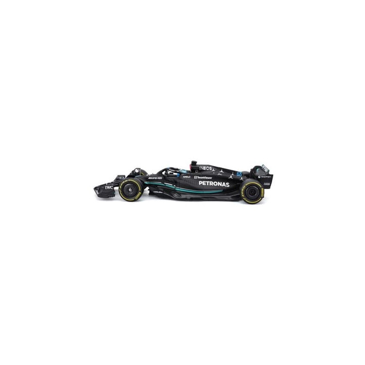 Bburago - RACE F1 v dekorativním boxu, Mercedes-AMG Petronas W14 E (2023),  63 George Russell, 1:24