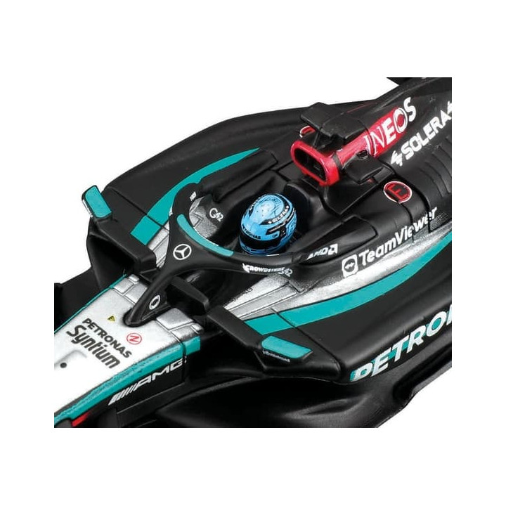 Bburago - RACE Formule F1 v dekorativním boxu, Mercedes-AMG Petronas W15 (2024),  63 G.Russell, 1:43