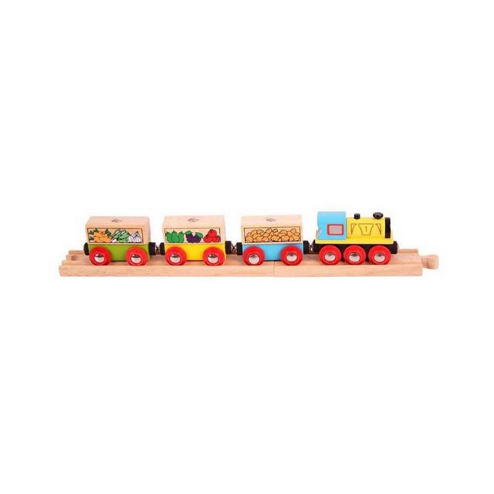 Bigjigs Rail Nákladní vlak se zeleninou + 3 koleje