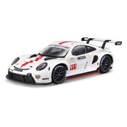 Bburago - RACE, Porsche 911 RSR v dekorativním boxu, bílá, 1:43