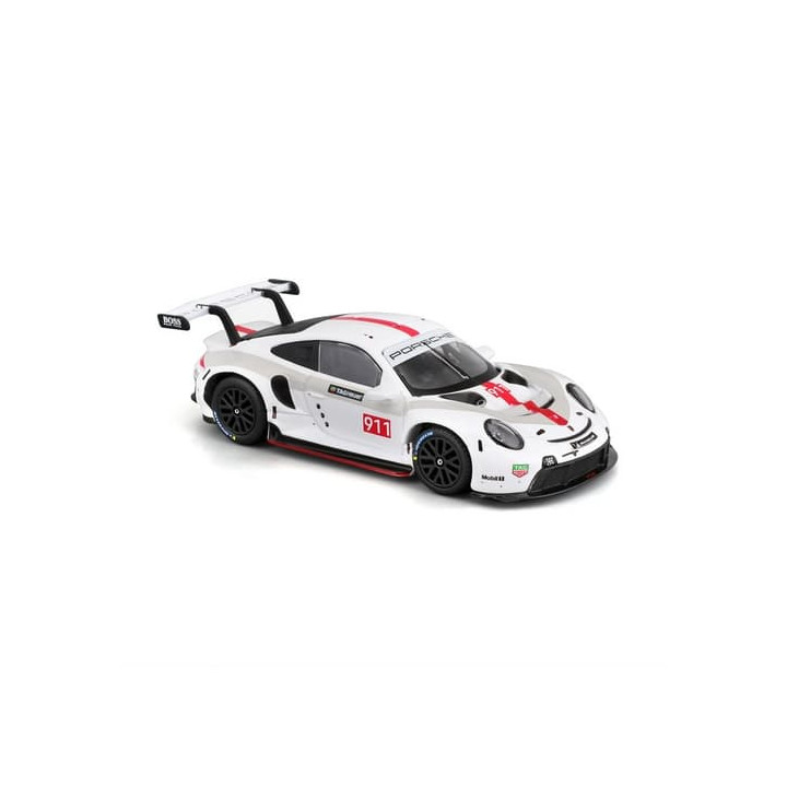 Bburago - RACE, Porsche 911 RSR v dekorativním boxu, bílá, 1:43