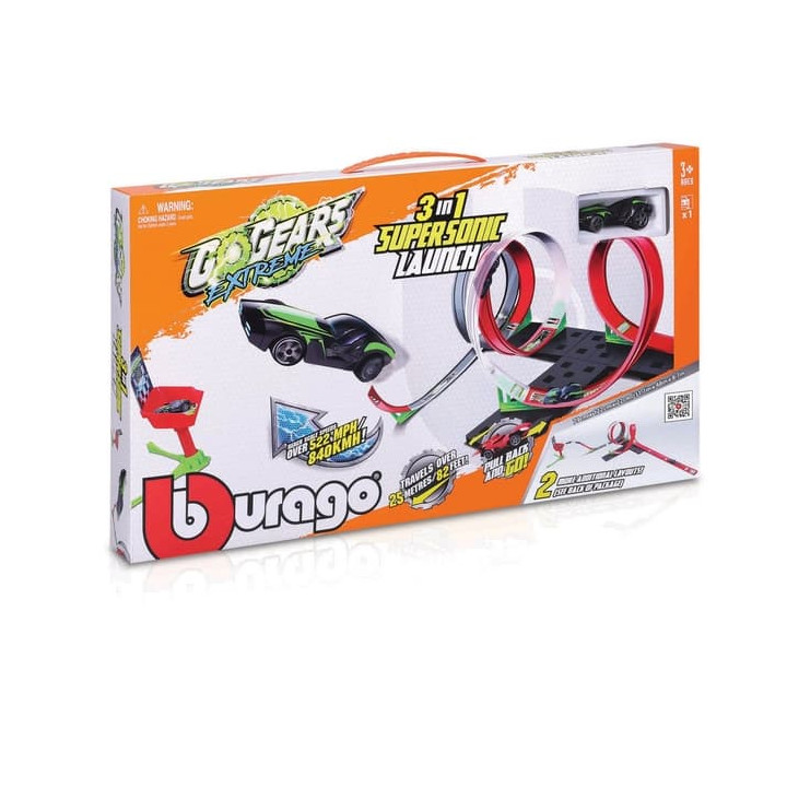 Bburago - GoGEARS EXTREME, Loop set - SuperSonic Launch dráha 3v1 s autíčkem