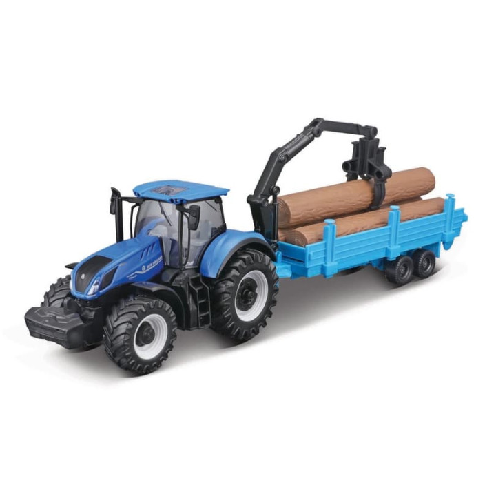 Bburago - FARMLAND, Set New Holland T7.315 HD se třemi přívěsy, 10 cm