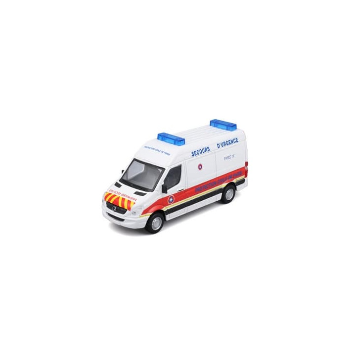 Bburago - EMERGENCY, Vozidlo záchranné služby - Mercedes-Benz Sprinter, Paris, 1:50