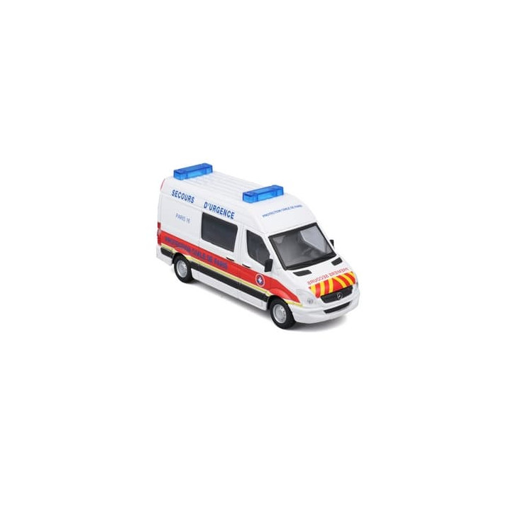 Bburago - EMERGENCY, Vozidlo záchranné služby - Mercedes-Benz Sprinter, Paris, 1:50