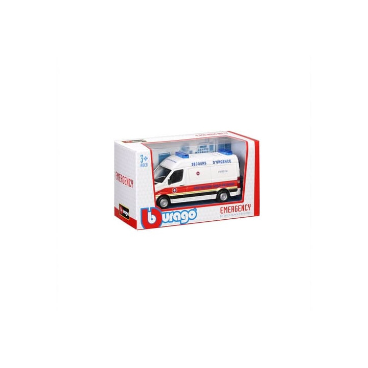 Bburago - EMERGENCY, Vozidlo záchranné služby - Mercedes-Benz Sprinter, Paris, 1:50