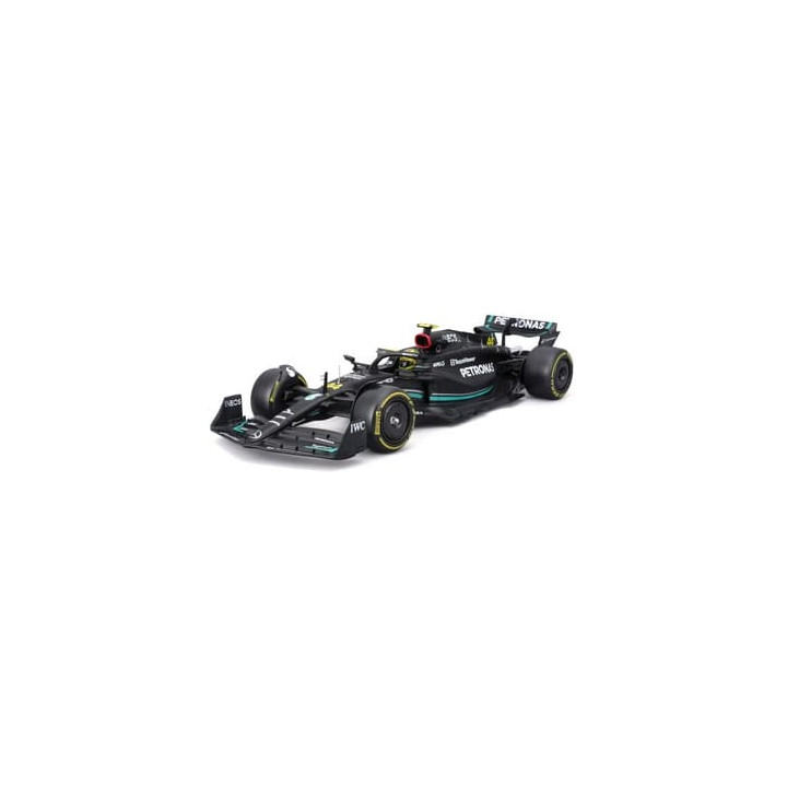 Bburago - RACE F1 v dekorativním boxu, Mercedes-AMG Petronas W14 E (2023),  44 Lewis Hamilton, 1:24