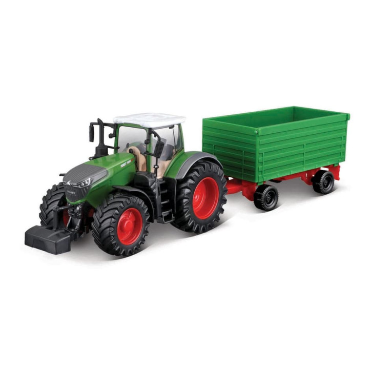 Bburago - FARMLAND, Fendt 1050 s dvoustranným sklápěcím přívěsem, 10 cm