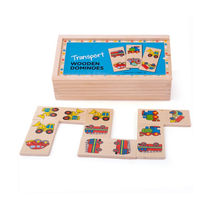 Bigjigs Toys Dřevěné domino dopravní prostředky