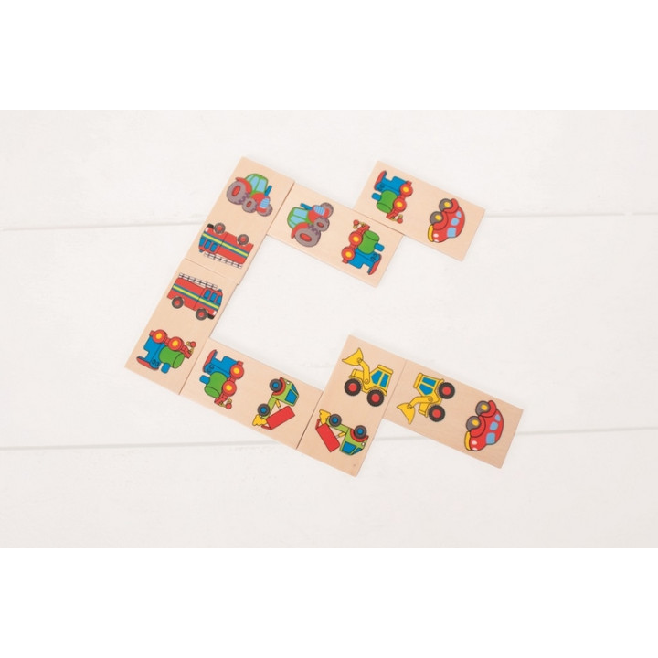 Bigjigs Toys Dřevěné domino dopravní prostředky