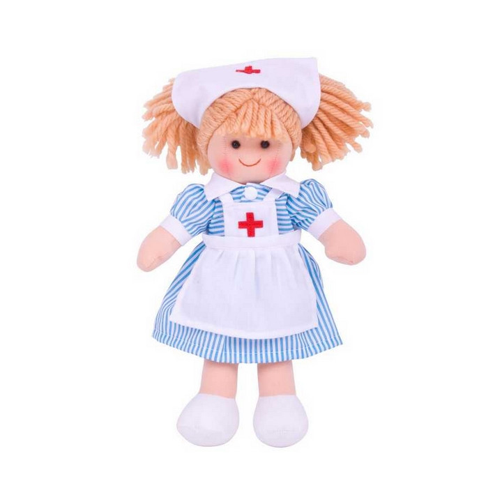 Bigjigs Toys Látková panenka zdravotní sestřička Nancy 28 cm