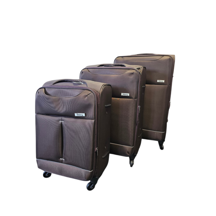 Bavy Cestovní kufr látkový Dark brown - set 3 ks