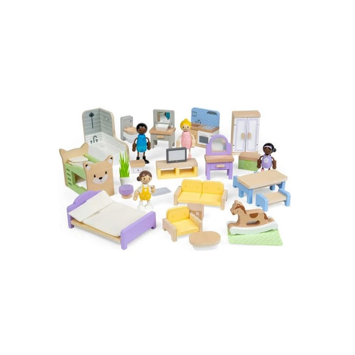 Bigjigs Toys Sada dřevěný nábytek do domečku pro panenky