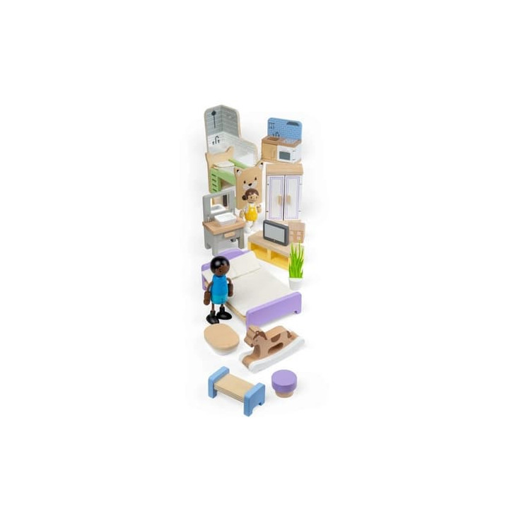 Bigjigs Toys Sada dřevěný nábytek do domečku pro panenky