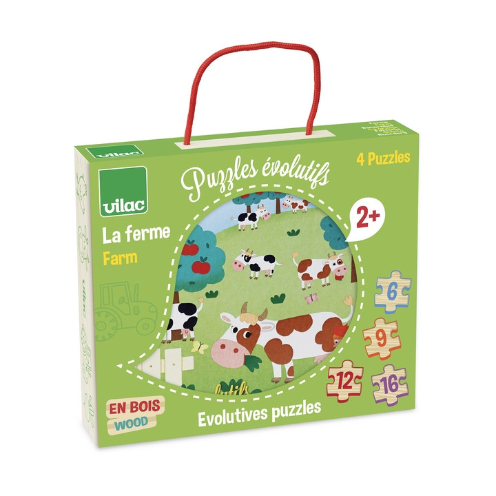 Vilac Dřevěné puzzle Farma 4v1