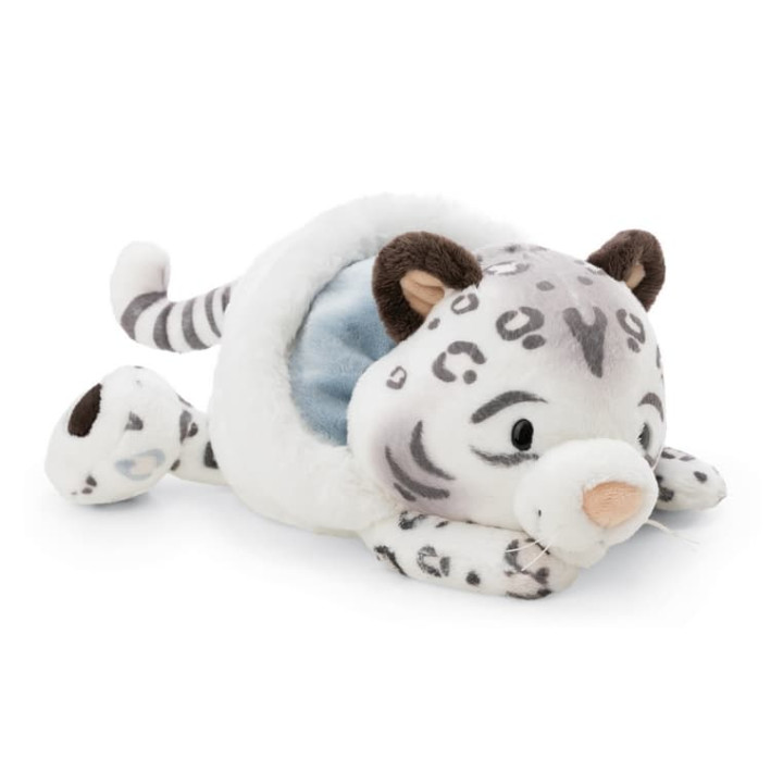 NICI GREEN Plyšový sněžný leopard Eleni Snowbell – ležící, 20 cm